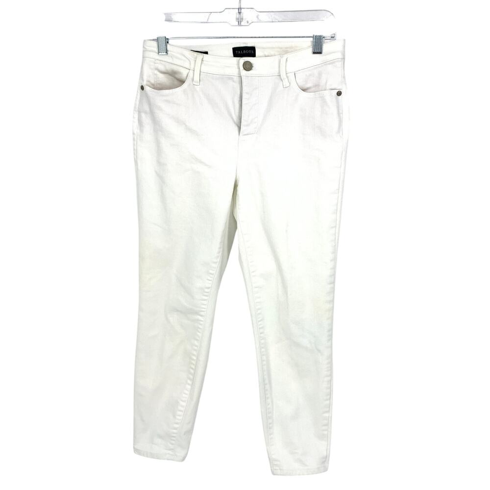 Talbots Jegging Crop Jans Womens Size 4 White Stretch Tapered Leg